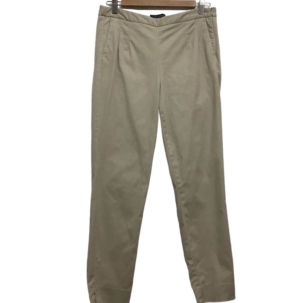 Mario Serrani beige trouser pants cotton/spandex neutral tone pockets casual 6